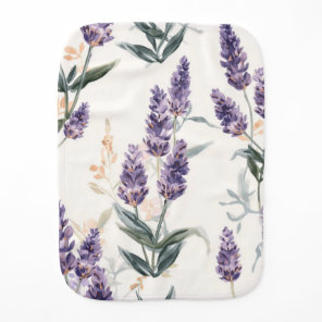 Lavender Sprigs Watercolor Botanical Purple Floral Baby Burp Cloth
