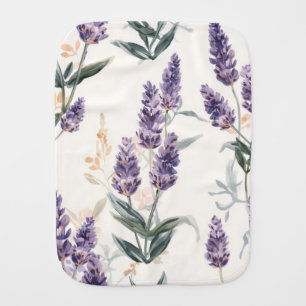 Lavender Sprigs Watercolor Botanical Purple Floral Baby Burp Cloth