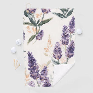 Lavender Sprigs Watercolor Botanical Purple Floral Golf Towel