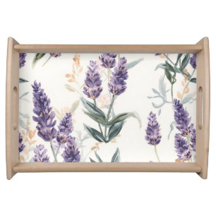 Lavender Sprigs Watercolor Botanical Purple Floral Serving Tray