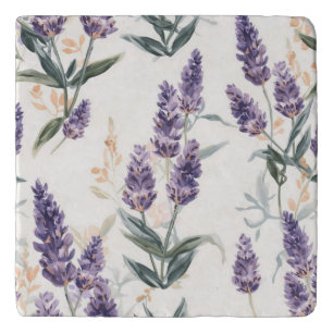 Lavender Sprigs Watercolor Botanical Purple Floral Trivet