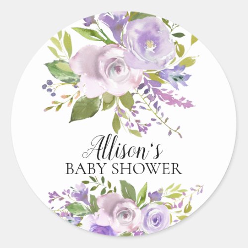 Lavender Spring Floral Baby Shower Envelope Seal