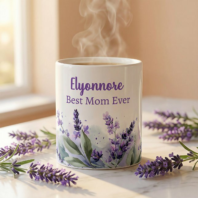 Lavender Spring Floral Best Mom Ever Coffee Mug (Creator Uploaded)