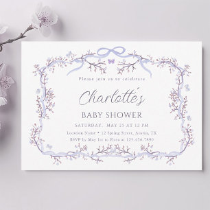 Lavender Spring Garden Girl Baby Shower Invitation