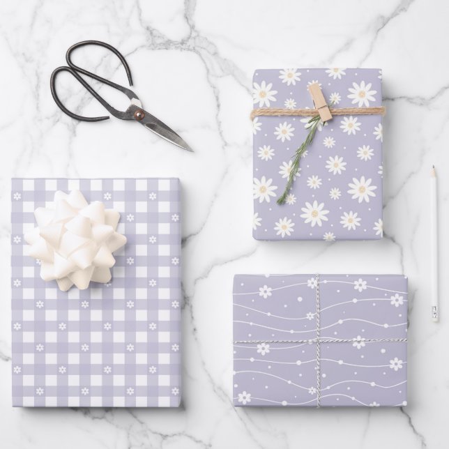 Lavender Spring Pattern Wrapping Paper Sheets (Front)