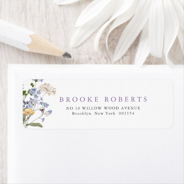 Lavender Spring Wildflower Meadow Garden Address Label (Insitu)