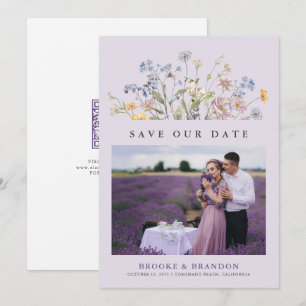 Lavender Spring Wildflower Meadow Garden QR Code  Save The Date