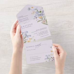 Lavender Spring Wildflower Meadow Garden Wedding   All In One Invitation