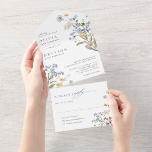 Lavender Spring Wildflower Meadow Garden Wedding All In One Invitation