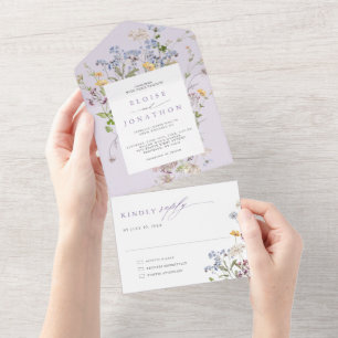 Lavender Spring Wildflower Meadow Garden Wedding All In One Invitation