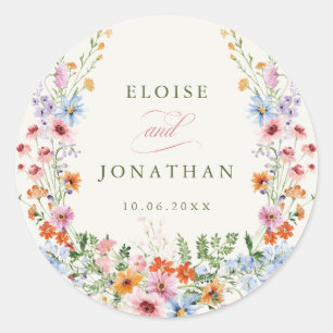 Lavender Spring Wildflower Meadow Garden Wedding Classic Round Sticker
