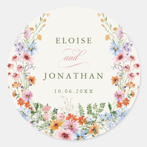 Lavender Spring Wildflower Meadow Garden Wedding Classic Round Sticker