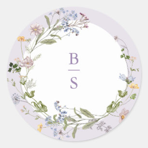 Lavender Spring Wildflower Meadow Garden Wedding  Classic Round Sticker
