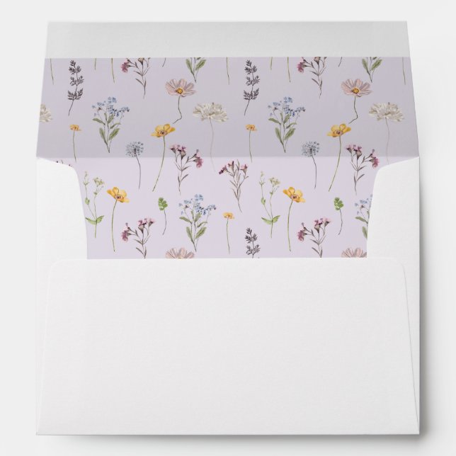 Lavender Spring Wildflower Meadow Garden Wedding  Envelope (Back (Bottom))