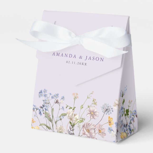 Lavender Spring Wildflower Meadow Garden Wedding  Favor Boxes (Front Side)