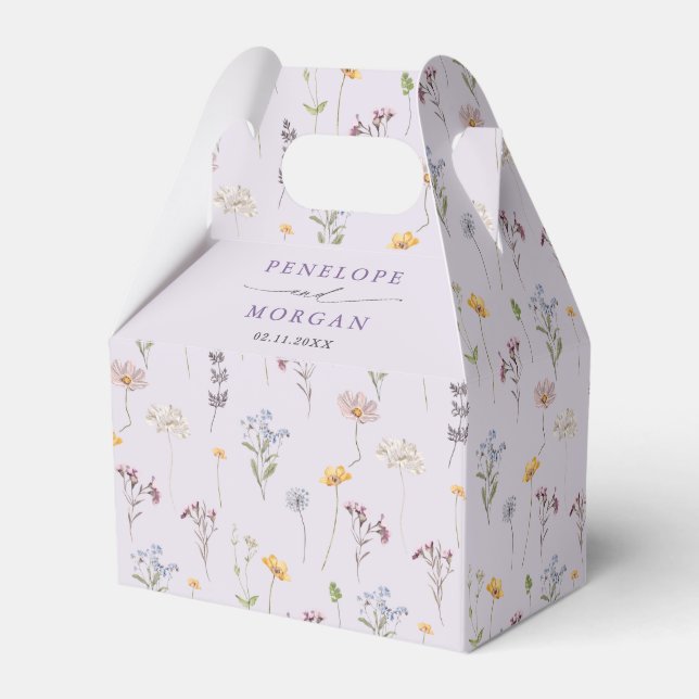 Lavender Spring Wildflower Meadow Garden Wedding Favor Boxes (Back Side)