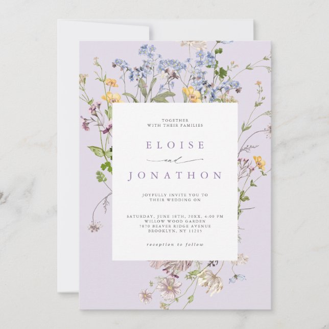 Lavender Spring Wildflower Meadow Garden Wedding   Invitation (Front)