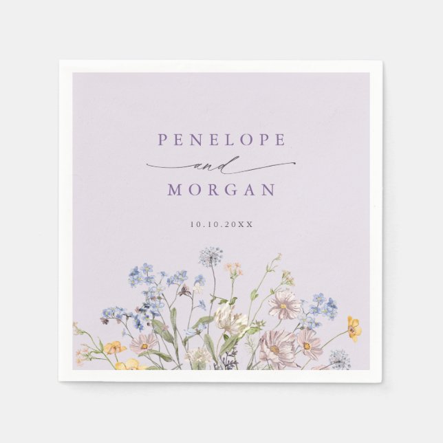 Lavender Spring Wildflower Meadow Garden Wedding  Napkins (Front)