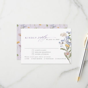 Lavender Spring Wildflower Meadow Garden Wedding RSVP Card