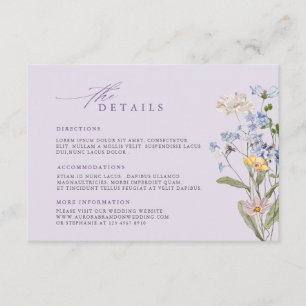 Lavender Spring Wildflower Meadow Wedding Details Enclosure Card