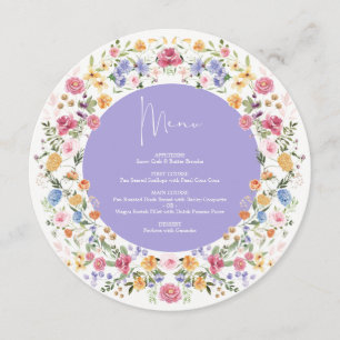 Lavender Spring Wildflower Round Charger Plate Menu
