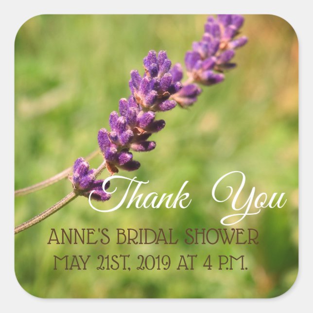 Lavender stalk  Bridal ShowerSticker Square Sticker (Front)