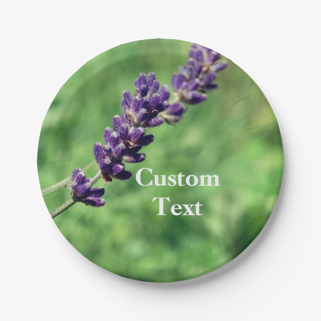 Lavender Stalk Photo  Custom  Text Paper Plates (Front)