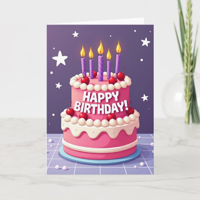 Lavender Star Birthday Card (Front)