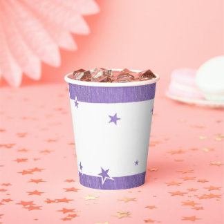 Lavender Star Border Paper Cups for Wedding, Party