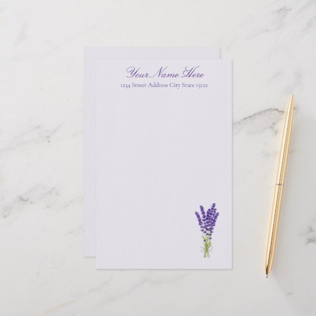 Lavender  stationery (Front/Back In Situ)