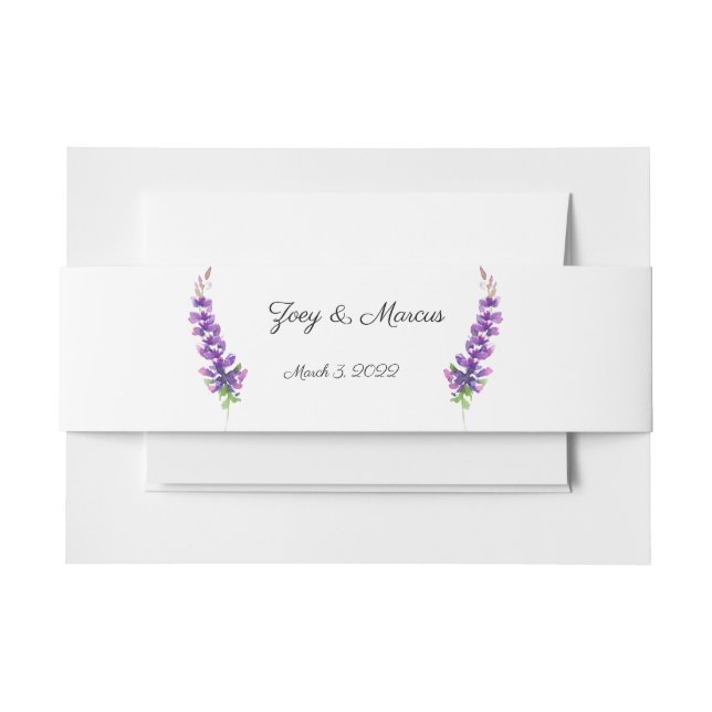 Lavender Stems Invitation Belly Band (Front Example)