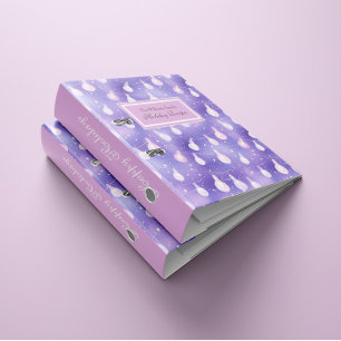 Lavender String Lights Holiday Family 3 Ring Binder