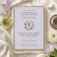 Lavender Stripe Floral Crest Spring Wedding