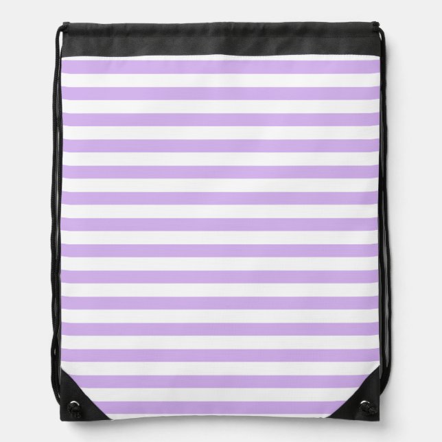 Lavender Striped Drawstring Bag (Front)