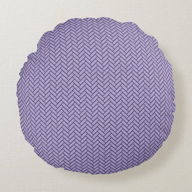 Lavender Striped Herringbone Round Pillow (Front)
