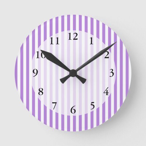 Lavender Striped Pattern Round Clock