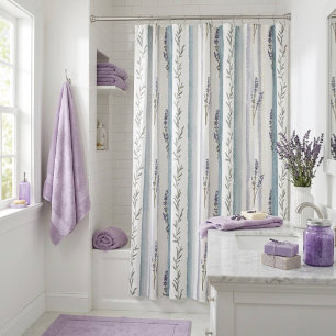 Lavender Striped Shower Curtain