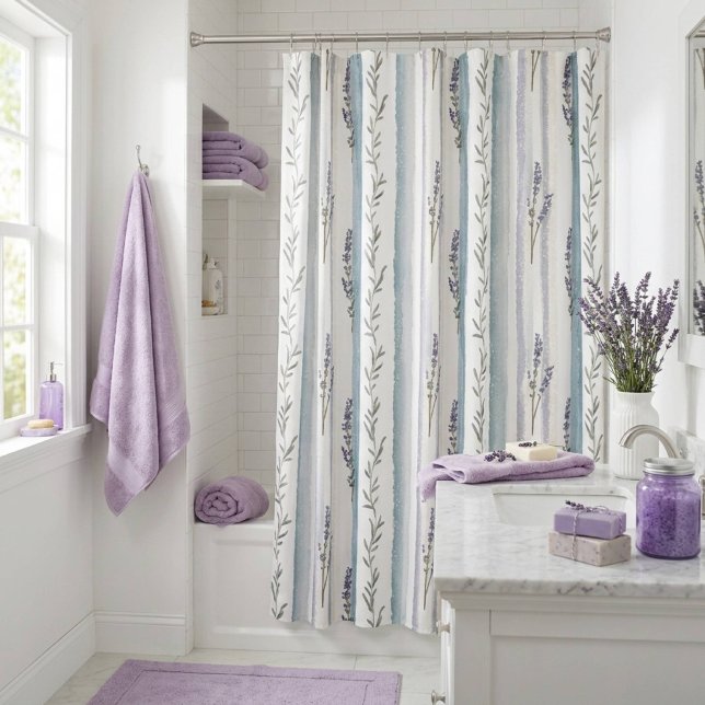 Lavender Striped  Shower Curtain (Creator Uploaded)