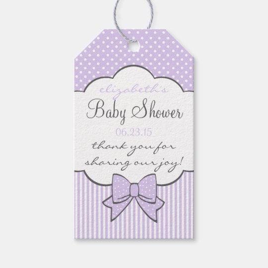 Lavender Stripes And Dots Baby Shower Thank You Gift Tags Zazzle Com