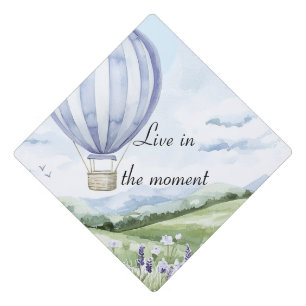 Lavender Stripes Balloon Floral Bridal Shower Graduation Cap Topper