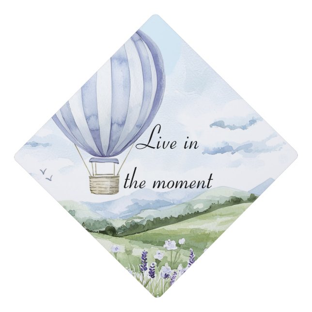 Lavender Stripes Balloon Floral Bridal Shower Graduation Cap Topper (Front)
