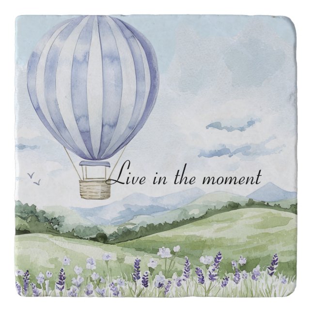 Lavender Stripes Balloon Floral Bridal Shower Trivet (Front)