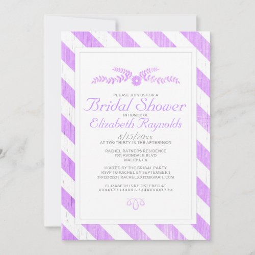 Lavender Stripes Bridal Shower Invitations