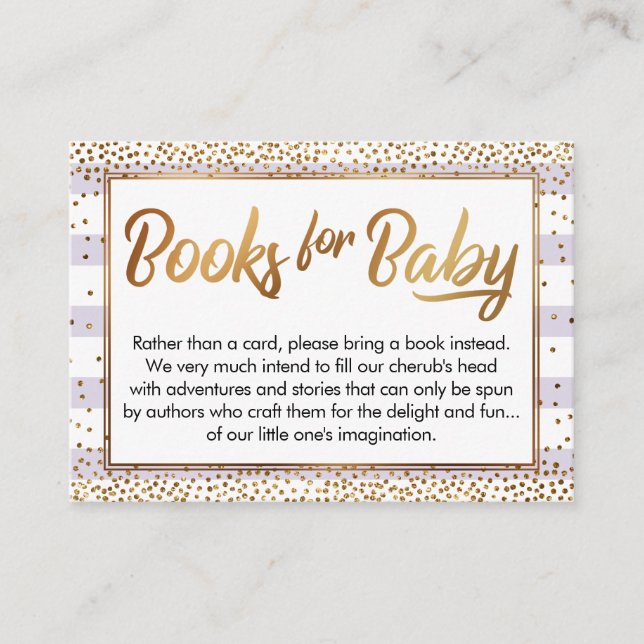 Lavender Stripes Confetti Book Request Enclosures Enclosure Card (Front)
