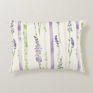 Lavender Stripes Floral Accent Pillow
