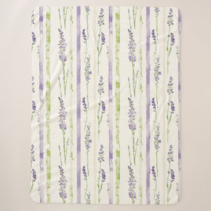 Lavender Stripes Floral Birthday Sherpa Blanket