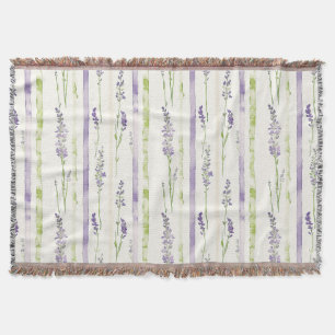 Lavender Stripes Floral Birthday Throw Blanket
