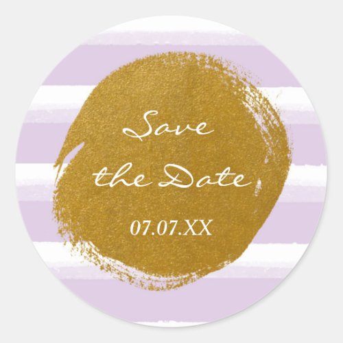 Lavender Stripes  Gold Foil Watercolor Sticker