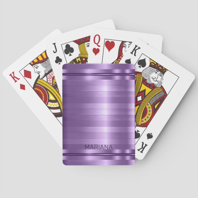 Lavender Stripes Pattern Poker Cards (Back)