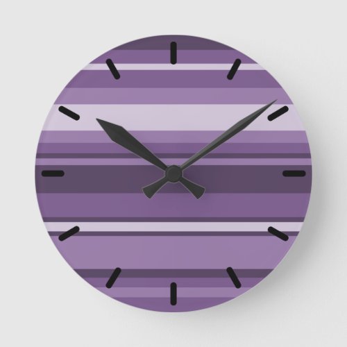 Lavender stripes round clock